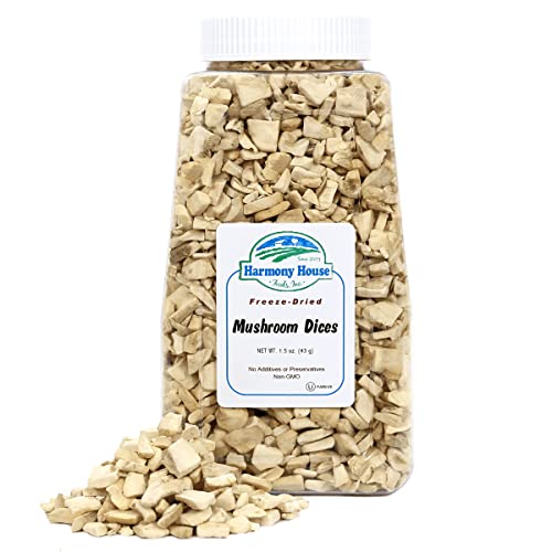 Harmony House Foods Freeze-Dried Mushroom Dices 1.5 oz, Quart S...