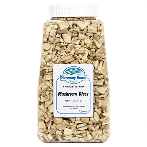 Harmony House Foods Freeze-Dried Mushroom Dices 1.5 oz, Quart S...