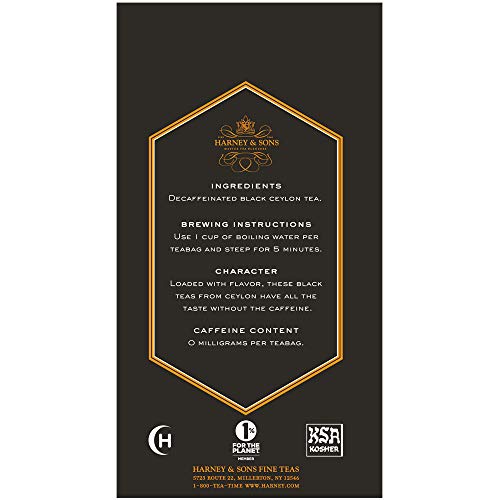 Harney &Amp; Sons Black Tea, Decaffeinated Ceylon, 20 Tea Bags, 1.26