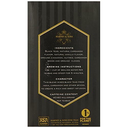 Harney &Amp; Sons Chai Tea | 20 Wrapped Tea Bags Of Black Tea W/ Car