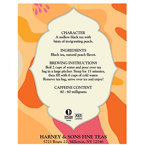 Harney & Sons Fresh Brew Peach Iced Tea, 3 count box, Makes 6 Qu...