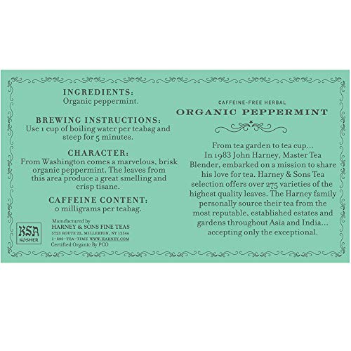 Harney &Amp; Sons Organic Peppermint Tea 1.76Oz/50G 50 Tea Bags