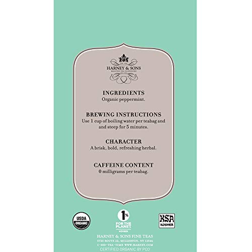 Harney &Amp; Sons Premium Organic Herbal Tea, Peppermint, 20 Count