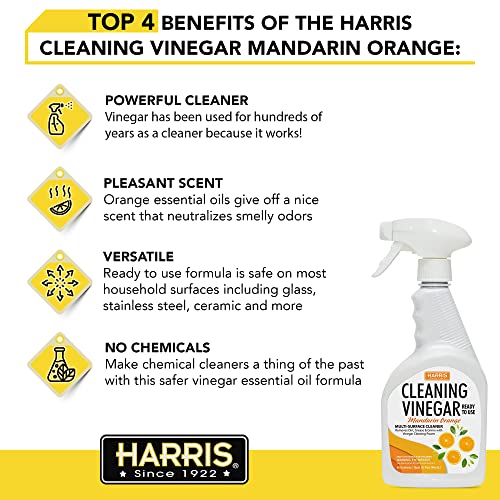 HARRIS Cleaning Vinegar, Mandarin Orange, 32 Fl Oz Ready to Use,...