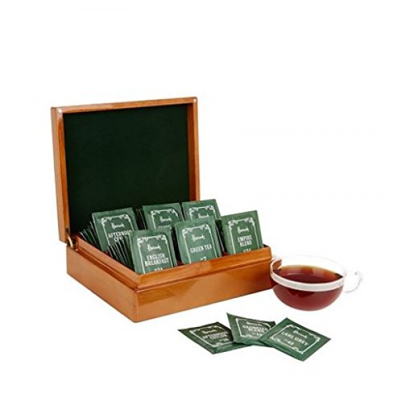Harrods Tea Selection 6 Premium Varieties Wooden Box 60 Tea Bags