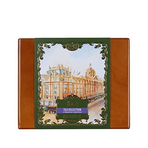 Harrods Tea Selection 6 Premium Varieties Wooden Box 60 Tea Bags