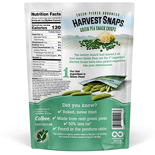 Harvest Snaps Green Pea Snack Crisps Caesar, 3.3 Oz Pack Of 4.