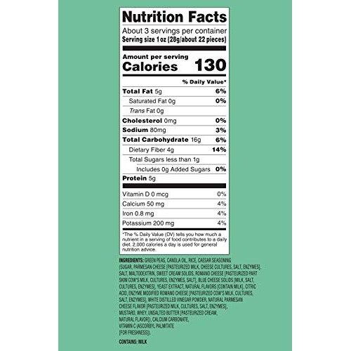 Harvest Snaps Green Pea Snack Crisps Caesar, 3.3 Oz Pack Of 4.