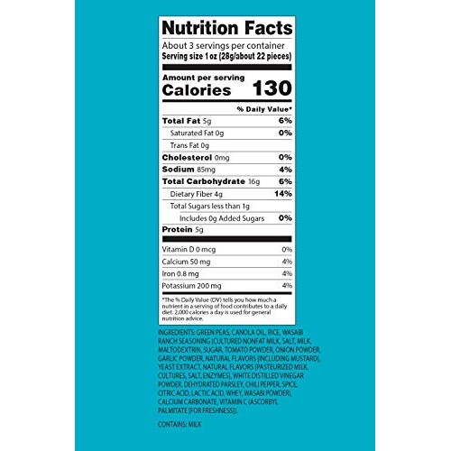 Harvest Snaps Green Pea Snack Crisps Wasabi Ranch, 3.3 Oz Pack