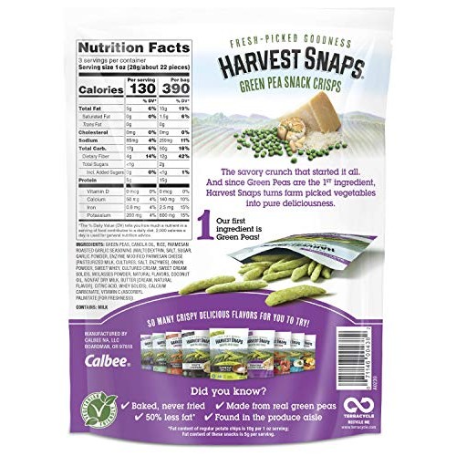 Harvest Snaps Parmesan Roasted Garlic Green Pea Snack Crisps, Gl