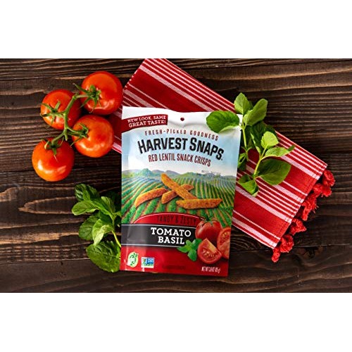 Harvest Snaps Red Lentil Snack Crisps Tomato Basil, 3.0 Oz Pack