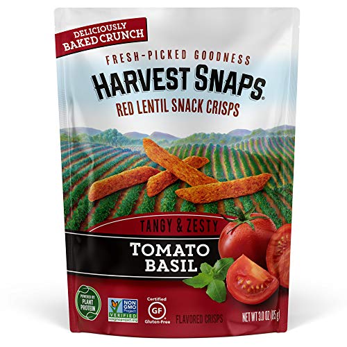 Harvest Snaps Red Lentil Snack Crisps Tomato Basil, 3.0 Oz Pack