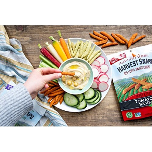 Harvest Snaps Tomato Basil Red Lentil Snack Crisps, Gluten-Free,