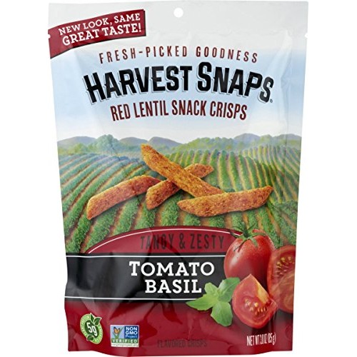 Harvest Snaps Tomato Basil Red Lentil Snack Crisps, Gluten-Free,