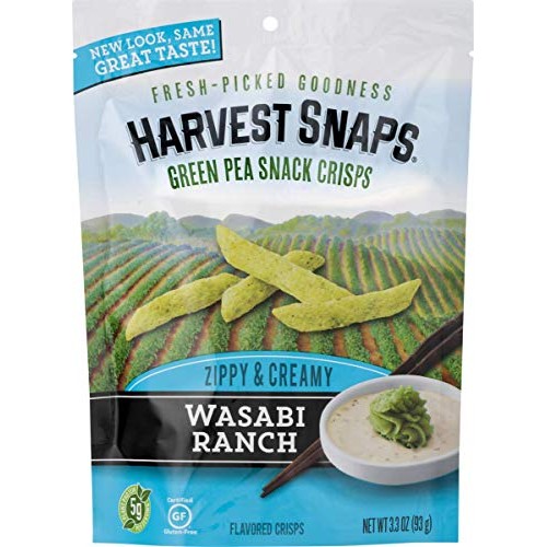 Harvest Snaps Wasabi Ranch Green Pea Snack Crisps, Gluten-Free,