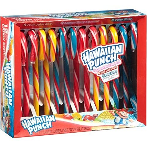 Assorted Flavor Hawaiian Punch Candy Canes, Pack Of 12