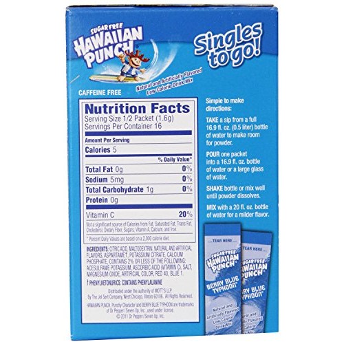 Hawaiian Punch Singles To Go Berry Blue Typhoon Drink Mix- 8 Ct