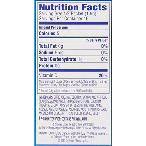 Hawaiian Punch Singles To Go Drink Mix, Berry Blue Typhoon 8Coun