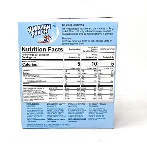 Hawaiian Punch Singles To Go Drink Mix Variety Pack - 40 Sticks