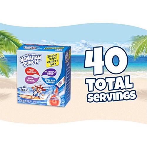 Hawaiian Punch Singles To Go Powder Sticks, Variety Pack, 40 Cou