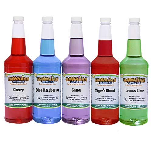 Hawaiian Shaved Ice Syrup 5 Pack, Quarts