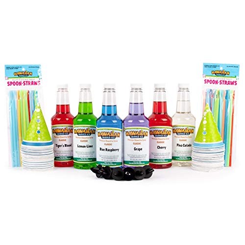 Hawaiian Shaved Ice Syrup 6 Pack With Accessories