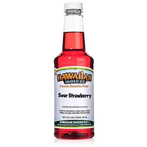 Hawaiian Shaved Ice Syrup, Sour Strawberry, Pint