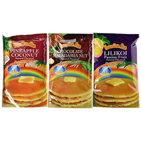 Hawaiian Sun Pancake Mix Assortment 6-ounce Pack of 3