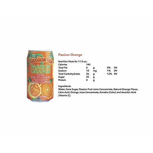 Hawaiian Sun Tropical Orange Fruit Drinks 11.5 Fl Oz Cans Passi