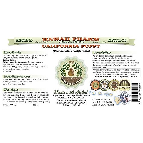 California Poppy Alcohol-Free Liquid Extract, Organic California