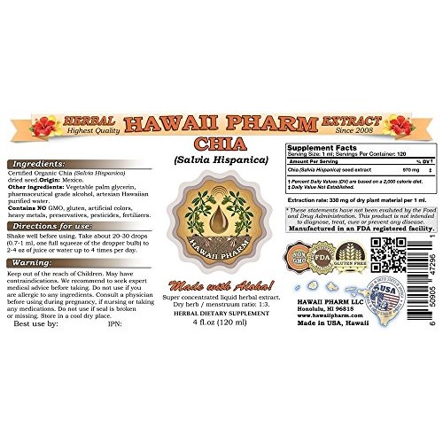 Chia Liquid Extract, Organic Chia Salvia Hispanica Dried Seed