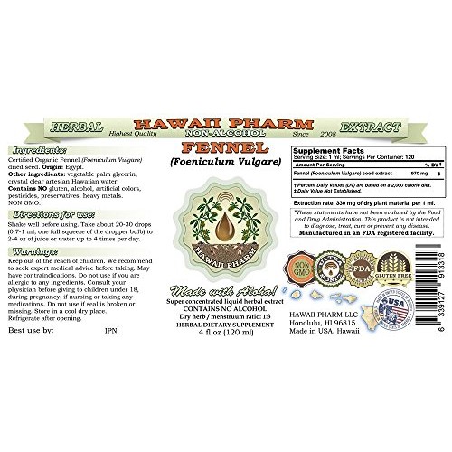 Fennel Alcohol-Free Liquid Extract, Fennel Foeniculum Vulgare