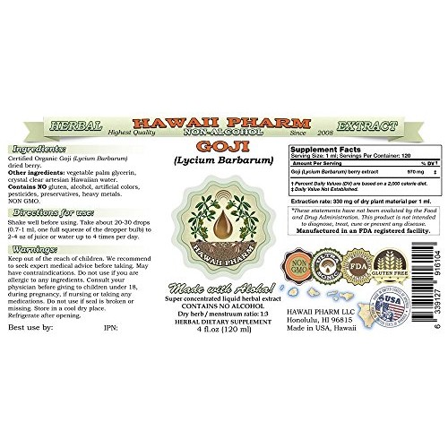 Goji Alcohol-Free Liquid Extract, Organic Goji Lycium Barbarum