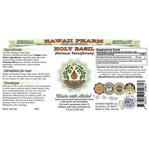 Holy Basil Alcohol-Free Liquid Extract, Organic Holy Basil Ocim