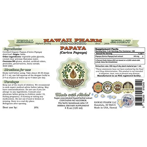 Papaya Alcohol-Free Liquid Extract, Organic Papaya Carica Papay