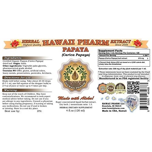 Papaya Liquid Extract, Organic Papaya Carica Papaya Tincture 2 Oz