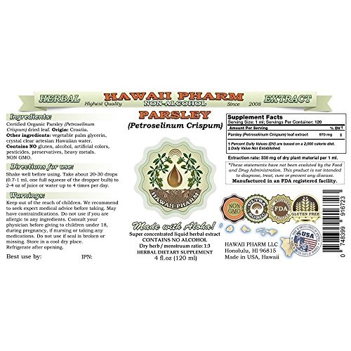 Parsley Alcohol-Free Liquid Extract, Organic Parsley Petroselin