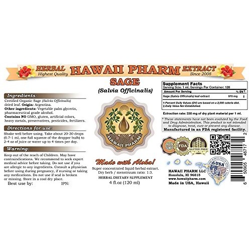Sage Liquid Extract, Organic Sage Salvia Officinalis Tincture