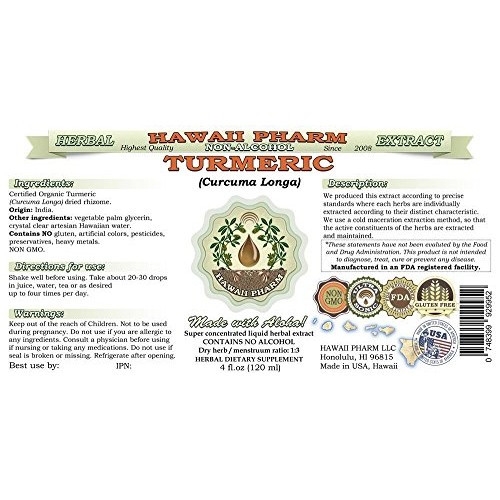 Turmeric Alcohol-Free Liquid Extract, Organic Turmeric Curcuma