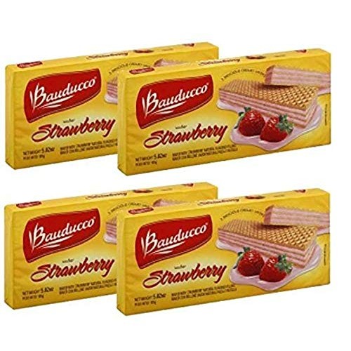 Bauducco - Strawberry Wafer - 5.82 Oz Pack of 04 | Biscoito Wa...