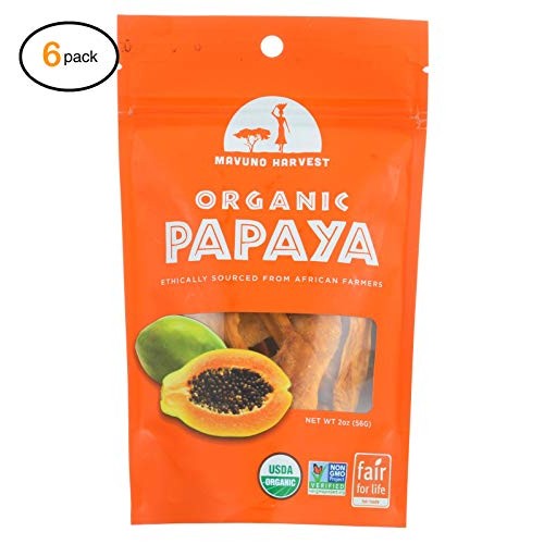 Mavunо Harvеst Оrganic Driеd Fruits - Papaya - Casе Оf 6-2 Оz. -