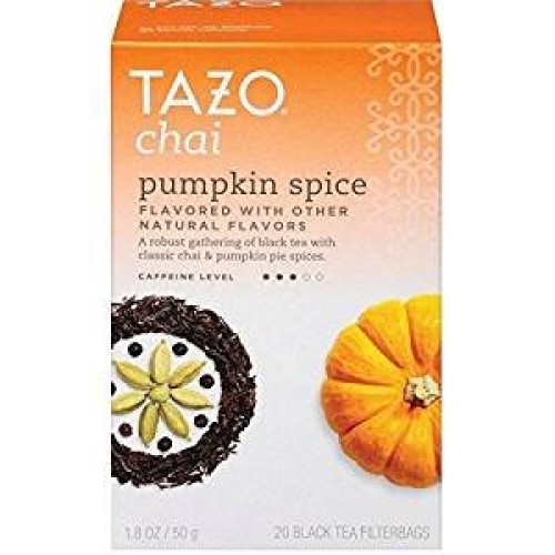 Tazo Chai Pumpkin Spice Flavored Black Tea 20 Bags Per Box, 3 Boxes