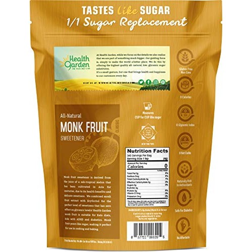 Health Garden Monk Fruit Sweetener, Classic- Non Gmo - Gluten Fr