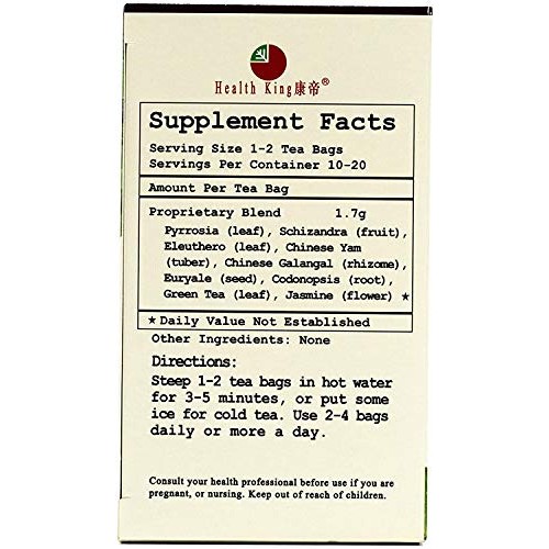 Health King Kidney Fortifier Herb Tea, Teabags, 20-Count Box Pa