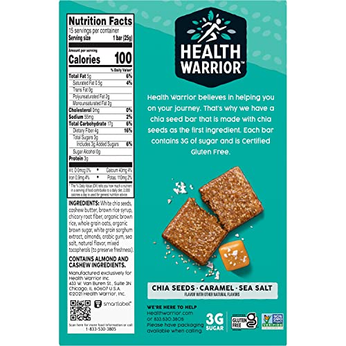 Health Warrior Chia Bars, Caramel Sea Salt , 15 Bars
