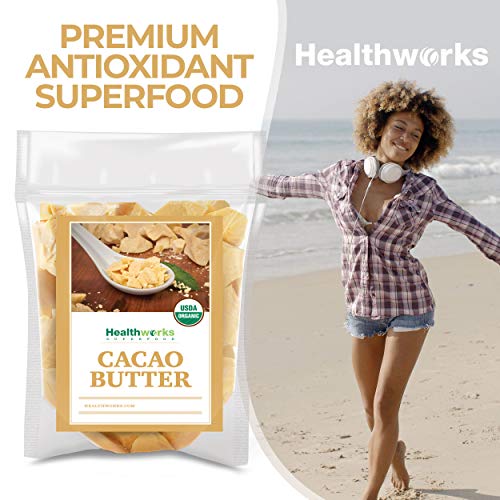 Healthworks Cacao Butter 16 Ounces / 1 Pound Organic | Unrefin