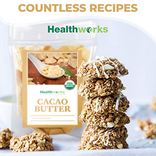 Healthworks Cacao Butter 16 Ounces / 1 Pound Organic | Unrefin