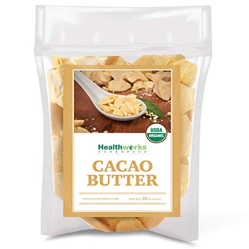 Healthworks Cacao Butter 16 Ounces / 1 Pound Organic | Unrefin