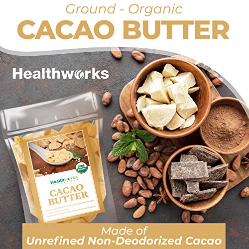 Healthworks Cacao Butter 32 Ounces / 2 Pounds Organic | Unrefi
