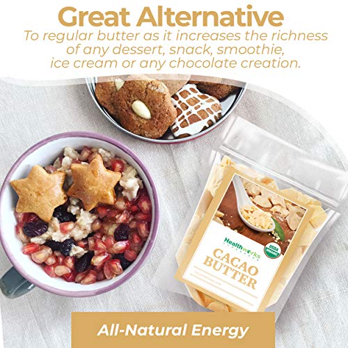 Healthworks Cacao Butter 32 Ounces / 2 Pounds Organic | Unrefi
